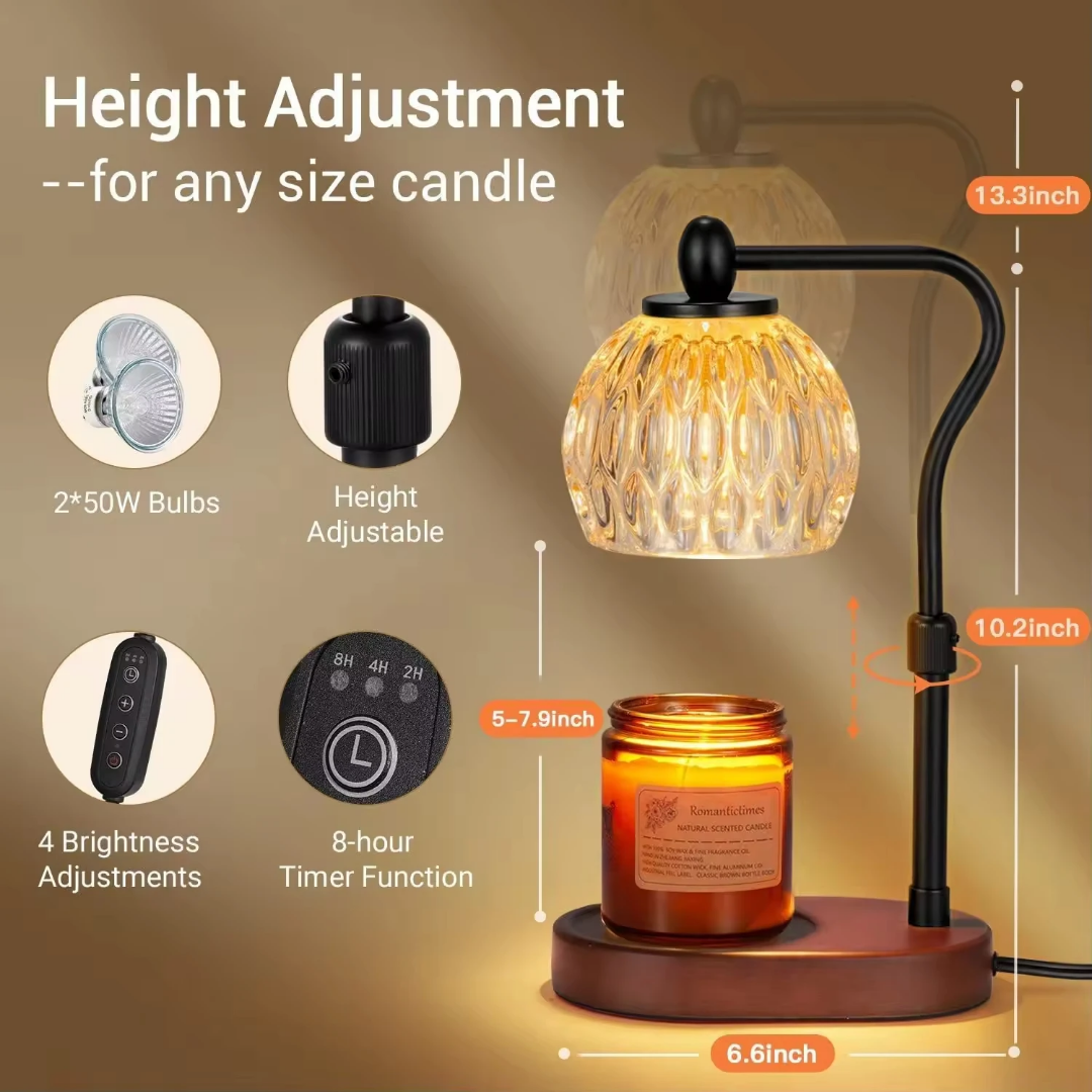 GlowAura Adjustable Candle Warmer Lamp
