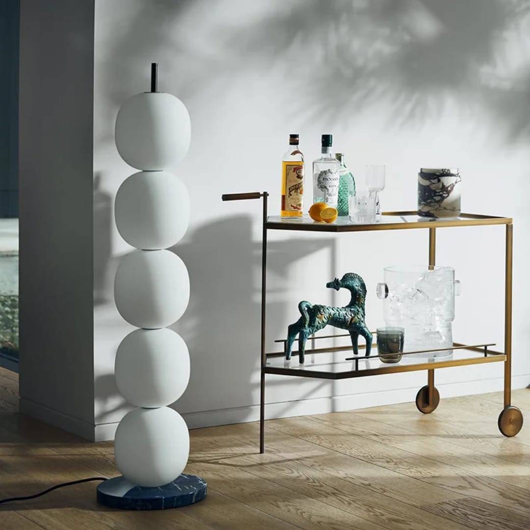 Stacked-globe floor lamp