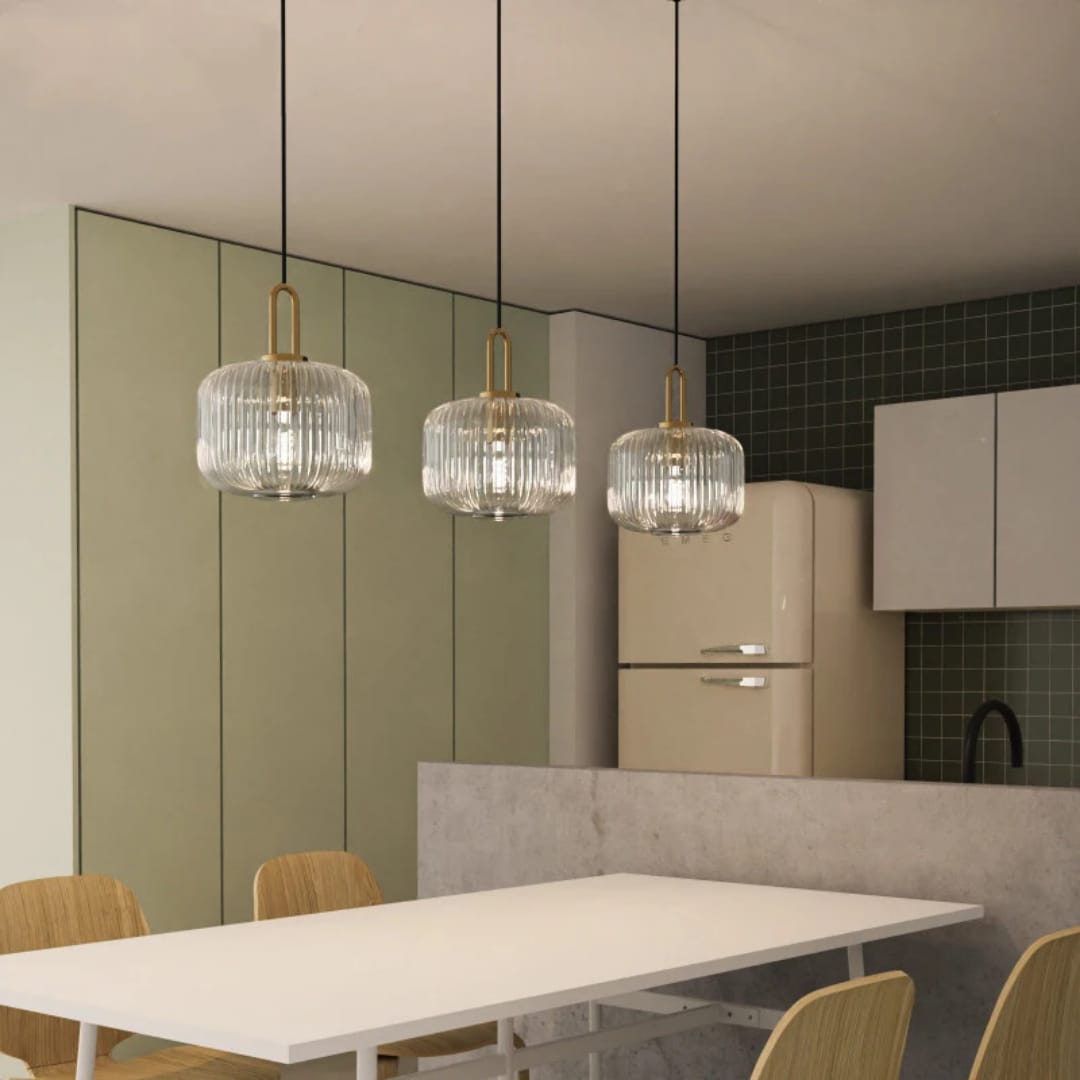 Ribbed Glass Pendant Light